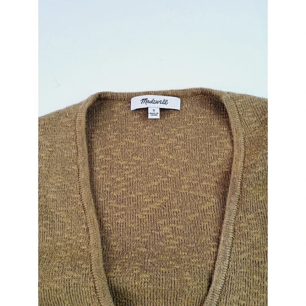 Madewell Wrap Front Pullover Sweater Coziest Yarn Tobacco Gold Brown Sz S Alpaca - Picture 2 of 6